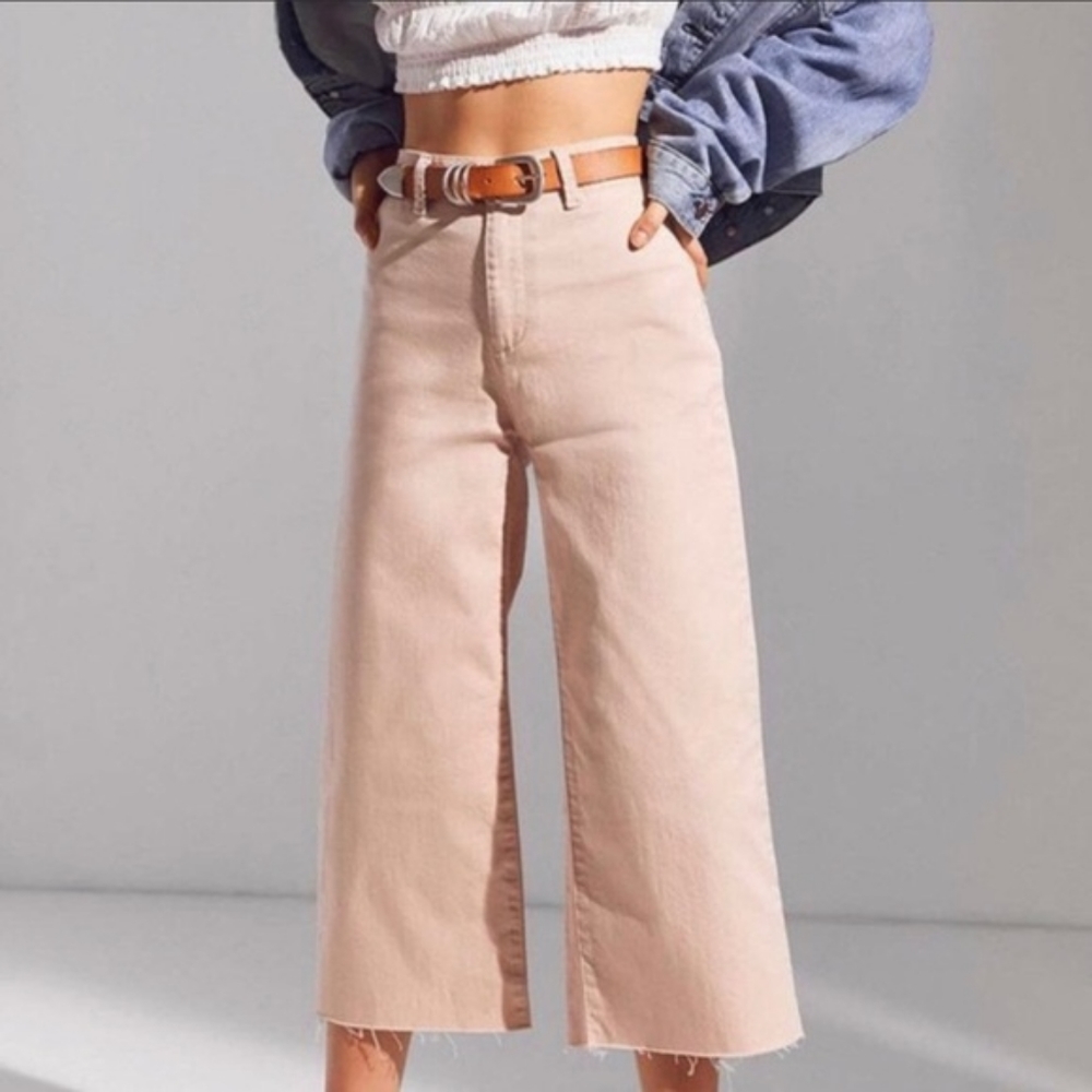 UO BDG 0 wide cropped pink beige pants